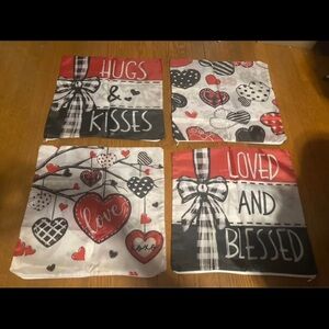 Pillow Covers Valentine's Day Set of 4 17" x 17" NWOT